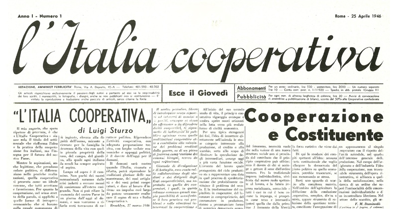Confcooperative celebra gli 80 anni di Italia Cooperativa. Sul primo numero l'editoriale di Don...
