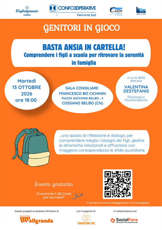 Genitori in gioco: a Cossano Belbo un incontro su scuola e relazioni familiari
